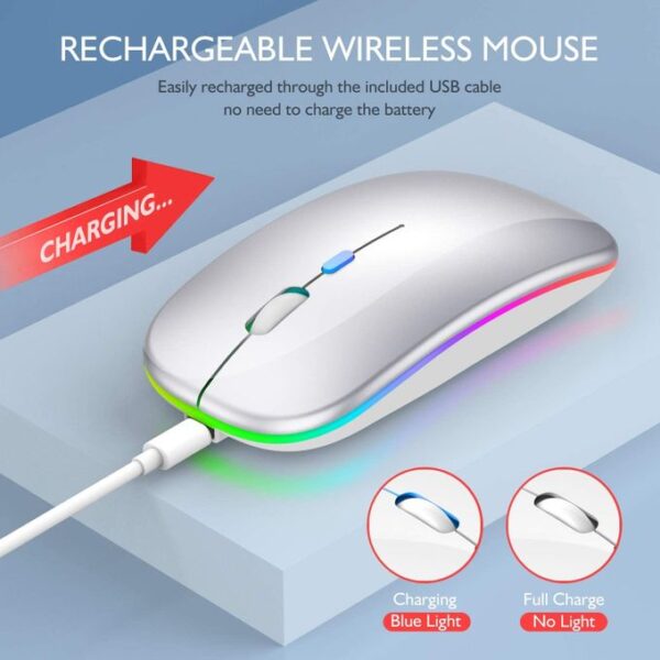 Ultra-thin Wireless Rechargeable Mouse 2.4G - Silver - Image 3