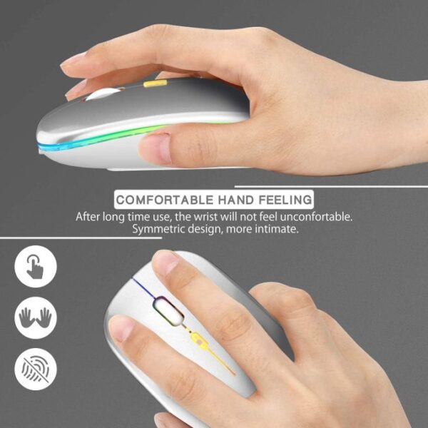 Ultra-thin Wireless Rechargeable Mouse 2.4G - Silver - Image 5