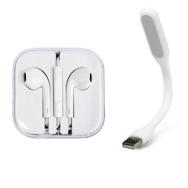 iphone 3.5mm earphone + flexible usb lamp